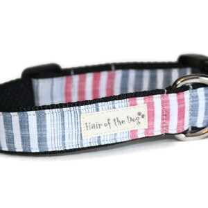 Soft Red/White/Blue Stripe DoG Collar,handmade dog collar,striped dog collar,blue dog collar,boy dog collar,fun dog collar,girl dog collar,