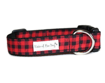 Red and Black Christmas Plaid DoG Collar,buffalo plaid dog collar,red dog collar,plaid dog collar,Christmas dog collar,dog collar,handmade
