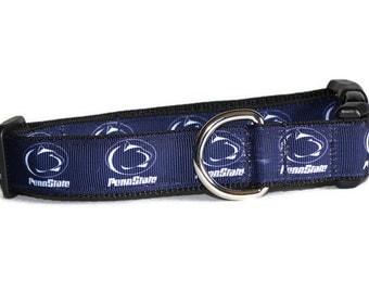 Penn State Nittany Lions inspired DoG Collar, handmade dog collar, college team dog collar, blue dog collar, Pennsylvania State