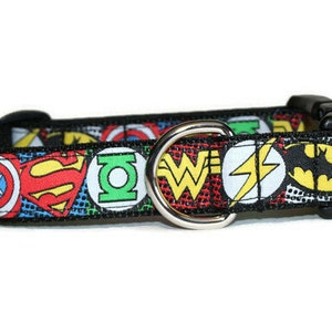 Super Hero dog collar,dog collar,cute dog collar,superman dog collar,boy dog collar,girl dog collar,hairofthedogcollars,fun dog collar