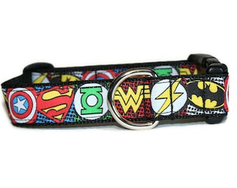 Super Hero dog collar,dog collar,cute dog collar,superman dog collar,boy dog collar,girl dog collar,hairofthedogcollars,fun dog collar