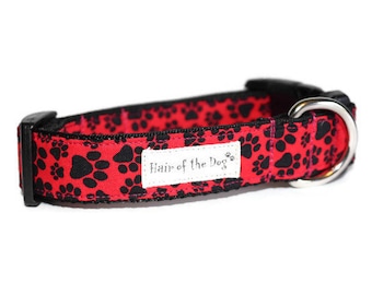 Pawesome DoG Collar,red dog collar,paw print dog collar,cute dog collar,dog collar,fun dog collar,handmade dog collar,boy dog collar