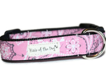 Pink Bandanna DoG Collar,handmade dog collar,pink dog collar,girl dog collar,fun dog collar,cute dog collar,dog collar,hairofthedogcollars