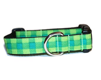 Collar de perro a cuadros verde lima/azul, collar de perro a cuadros, collar de perro verde, collar de perro azul, collar de perro divertido, collar de perro colorido, collar de perro, collar divertido