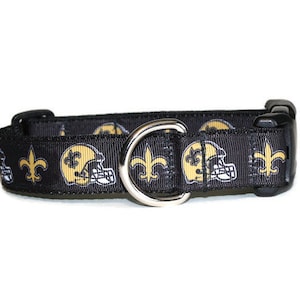 New Orleans Saints inspired dog collar,dog collar,NFL dog collar,football dog collar,boy dog collar,girl dog collar,ribbon dog collar