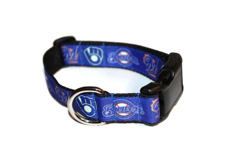 Milwaukee Brewers inspired DoG Collar,MLB dog collar,Brewers dog collar,Blue dog collar,Milwaukee Brewers,handmade dog collar,fun dog collar image 5