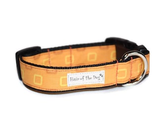 Orange Square Dots DoG Collar,orange dog collar,handmade dog collar,colorful dog collar,cute dog collar,fun dog collar,dog collar