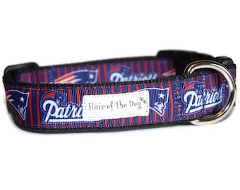 New England Patriots inspired DoG Collar,dog collar,NFL dog collar,New England Patriots,blue dog collar,Patriots dog collar