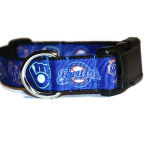 Milwaukee Brewers inspired DoG Collar,MLB dog collar,Brewers dog collar,Blue dog collar,Milwaukee Brewers,handmade dog collar,fun dog collar image 2