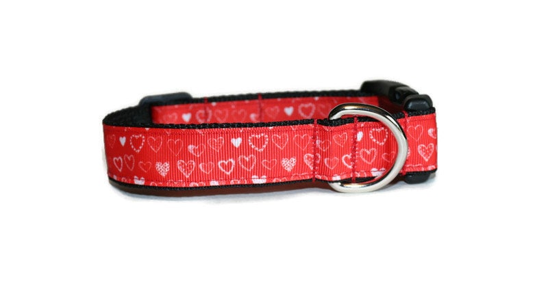 Hearts Galore Dog Collar, Dog Collar, Valentine's Day Dog Collar, Heart Collar, Red Collar, Fun Collar, Cute Collar