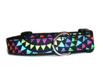 Colorful Triangles dog collar,dog collar,colorful dog collar,boy dog collar,girl dog collar,fun dog collar,cute dog collar,handmade collar