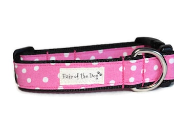 Pink Polka Dot DoG Collar,girl dog collar,fun dog collar,pink dog collar,polka dot dog collar,cute dog collar,hairofthedogcollars