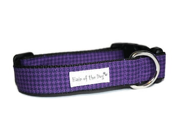 Dark Purple Hounds Tooth DoG Collar,dog collar,purple dog collar,cute dog collar,boy dog collar,girl dog collar,fun dog collar