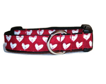 Love you More dog collar,Valentines Day dog collar,heart dog collar,boy dog collar,girl dog collar,red dog collar,white hearts dog collar