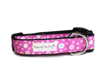 Pink Colorful Polka Dot Dog Collar,dog collar,polka dot dog collar,pink dog collar,girl dog collar,fun dog collar,cute dog collar