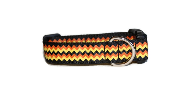 Candy Corn Chevron Dog Collar, Dog Collar, Halloween Collar, Chevron Striped Collar, Yellow & Orange Collar, Striped Collar