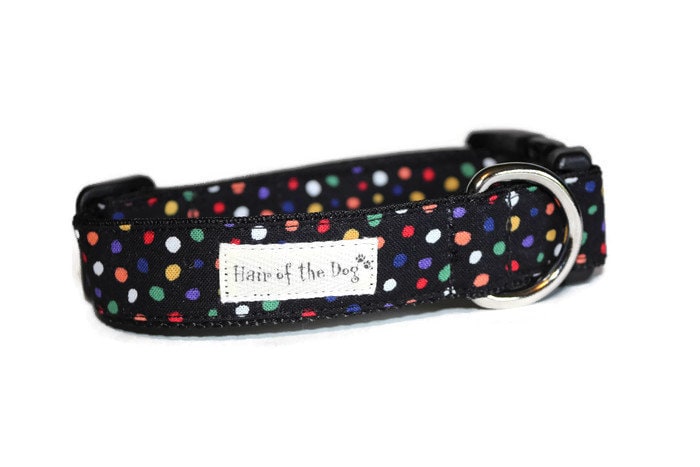 Black Splotches Dog Collar, Polka Dot Dog Collar, Black Collar, Boy Collar, Dog Collar, Colorful Collar, Fun Collar, Cute Dogcollar