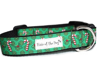 Candy Cane Lineup DoG Collar,dog collar,cute dog collar,Christmas dog collar,fun dog collar,handmade dog collar,hairofthedogcollars