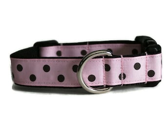 Light Pink with Polka Dots dog collar,dog collar,pink dog collar,girl dog collar,fun dog collar,cute dog collar,summer dog collar