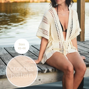 Crochet Pattern | Ruana Pattern | Swim Cover-Up | Vacation Crochet Pattern | Beach Crochet Pattern | Summer Nights Ruana Pattern