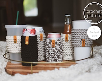 Crochet Pattern | Cozy Pattern | Hot & Cold Drink Cozy | Herringbone Cozy Pattern
