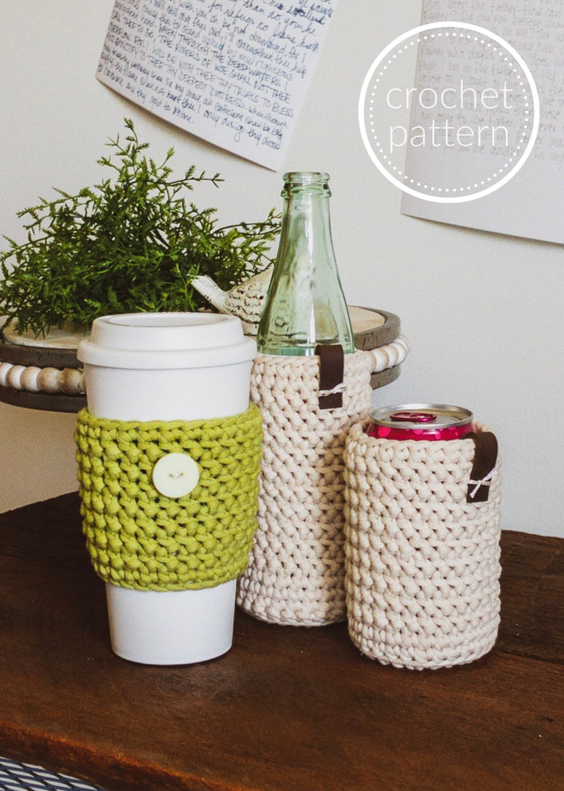 Crochet Pattern Cozy Pattern Hot & Cold Drink Cozy Herringbone Cozy Pattern image 7