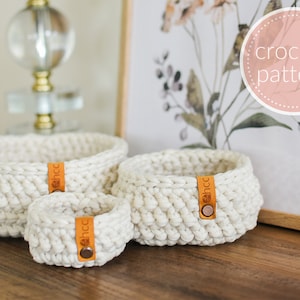 Häkelanleitung | Korb-Muster | Nistkörbe | Fischgrät Trinket Korb-Muster