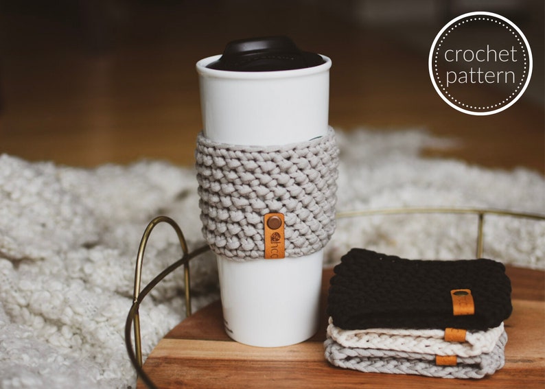 Crochet Pattern Cozy Pattern Hot & Cold Drink Cozy Herringbone Cozy Pattern image 3