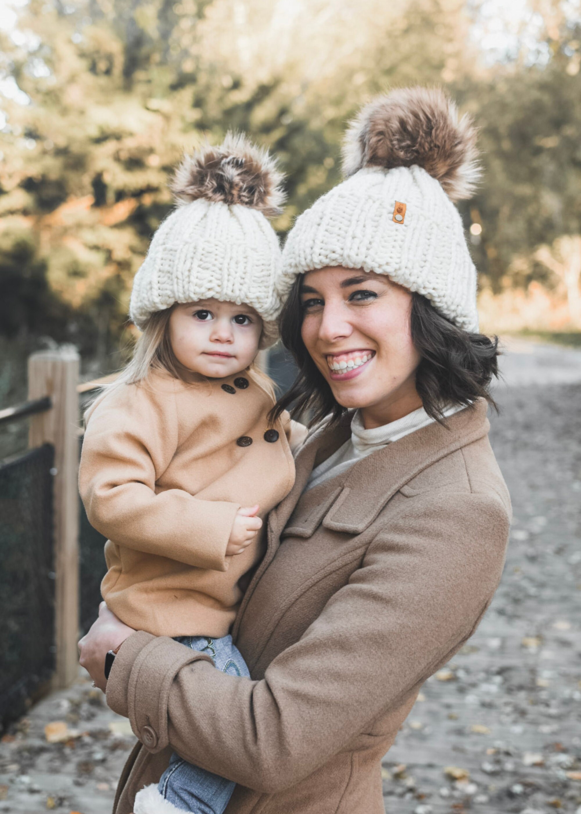 Mommy & Me Knit Beanie Set, Handmade Black & Earth Tones, Women & Toddler ?format=1500w main image 4