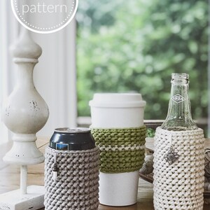 Crochet Pattern Cozy Pattern Hot & Cold Drink Cozy Herringbone Cozy Pattern image 2