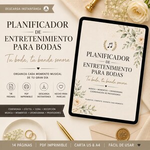 Planificador de Entretenimiento para Bodas, Música, DJ y Banda, PDF Imprimible