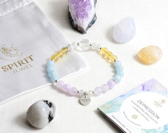 Healing Bracelet for Depression - Crystals for Anxiety - Healing Stones - Depression Crystals - Gemstones - Spiritual Gift - Wellbeing Gift