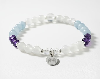 Personligt skyddsängelarmband med ädelsten: Naturliga helande kristaller, 925 sterlingsilver, angelit, ametist, månsten, selenit