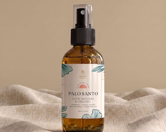 Palo Santo Cleansing Spray, 100% Natural & Organic Smokeless Energy Clearing Room and Aura Mist, Handmade UK, Spiritual Gift