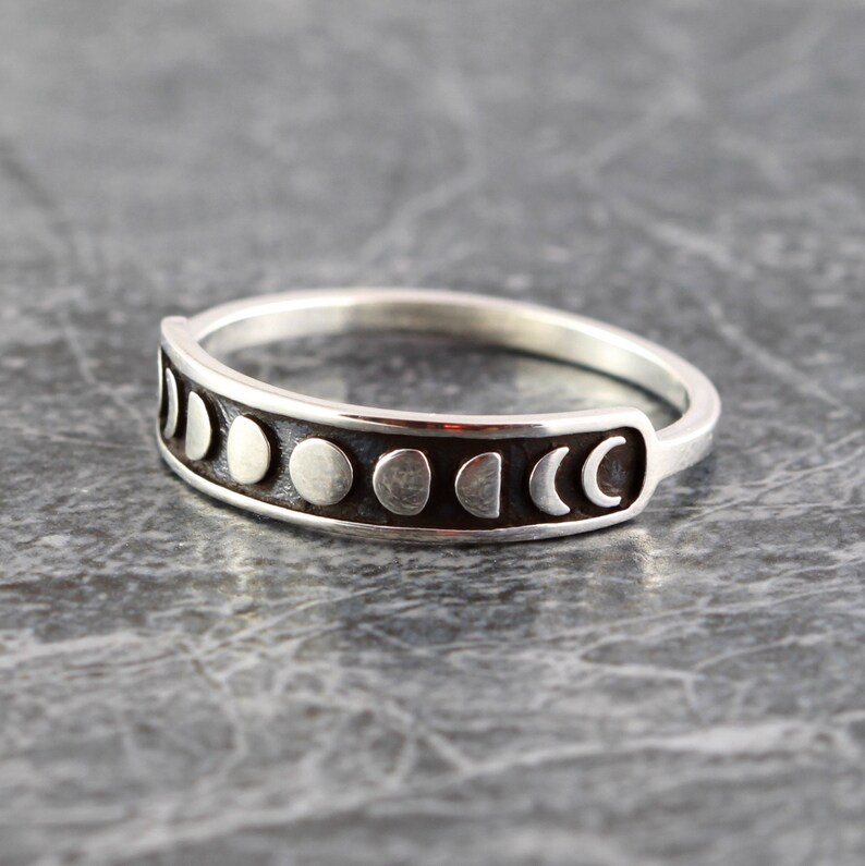 Moon Phase Ring Moon Ring Celestial Ring Silver Ring Etsy