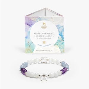 Personalised Guardian Angel Gemstone Bracelet: Natural Healing Crystals, 925 Sterling Silver, Angelite, Amethyst, Moonstone, Selenite image 6