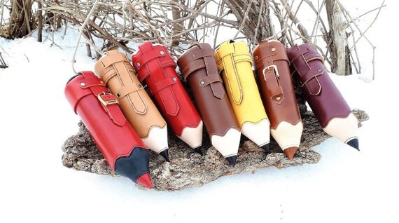 Leather pencil case, pencil chest, leather pencil case, teacher gift,