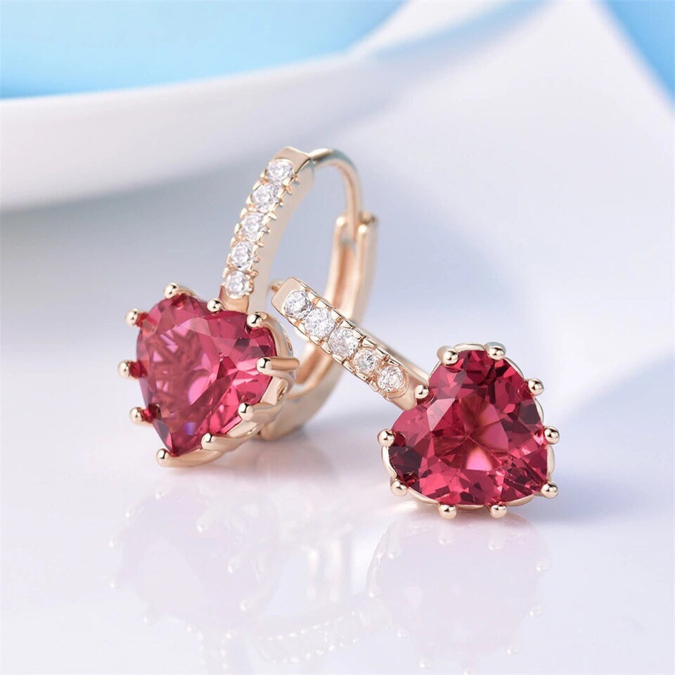 Lulus heart shaped cubic zarconia evening earrings