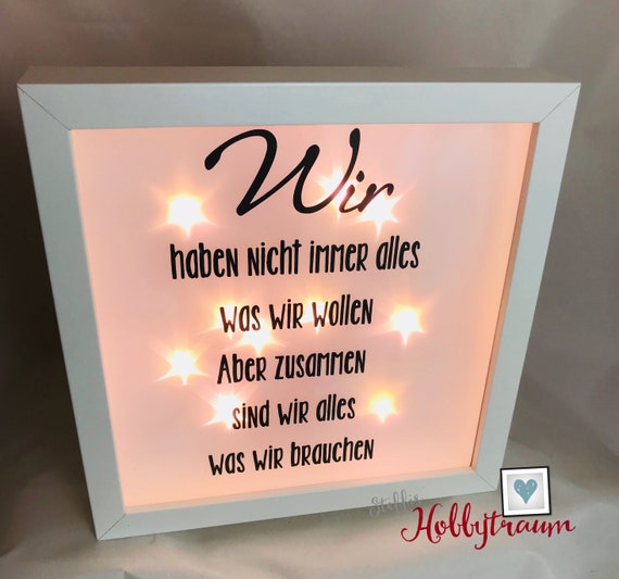 DEKORATION LED beleuchteter Bilderrahmen mit Spruch GESCHENK