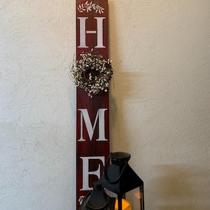 Home Sign With Berry Twig Wreath Wall Decor