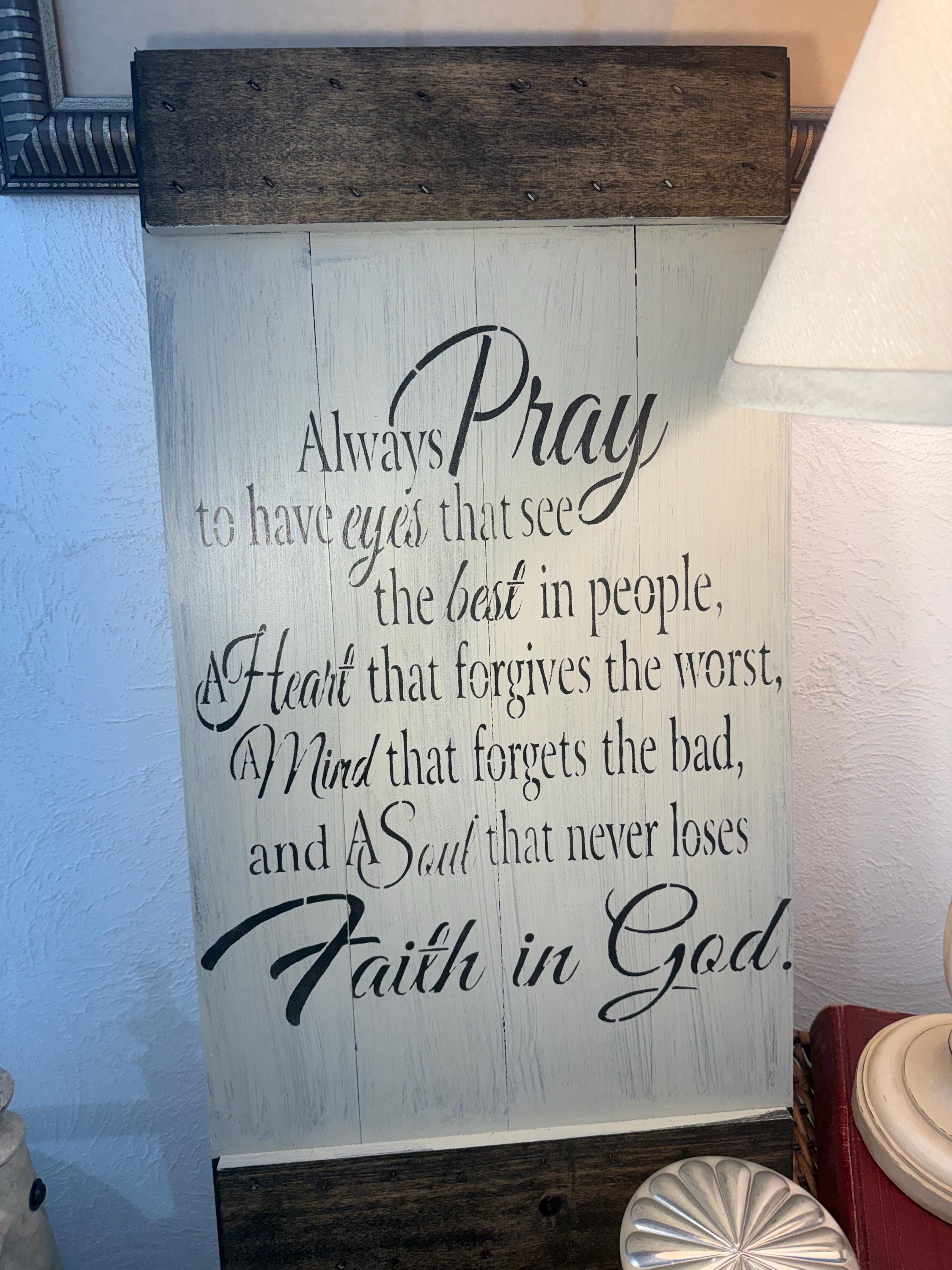 Always Pray Sign – Inspirational Christian Wall Decor – Rustic Wood ...