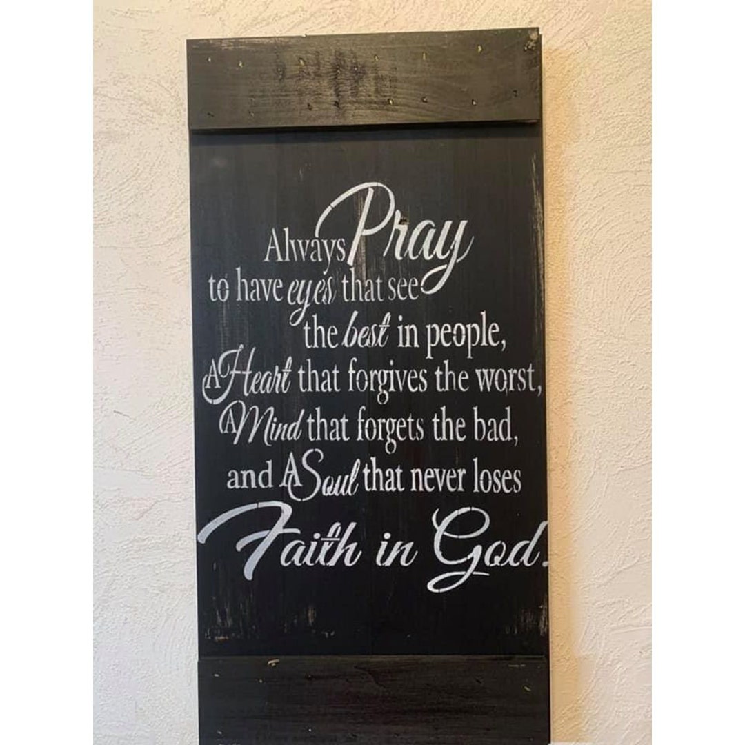 Always Pray Sign – Inspirational Christian Wall Decor – Rustic Wood ...