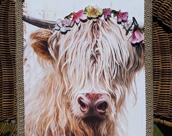 Highland Cow Canvas on Wood