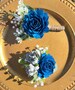 Boutonnières and Corsage wood flowers, Blue and Silver Color, Prom, Wedding, Graduation, Grooms and Groomsmen 