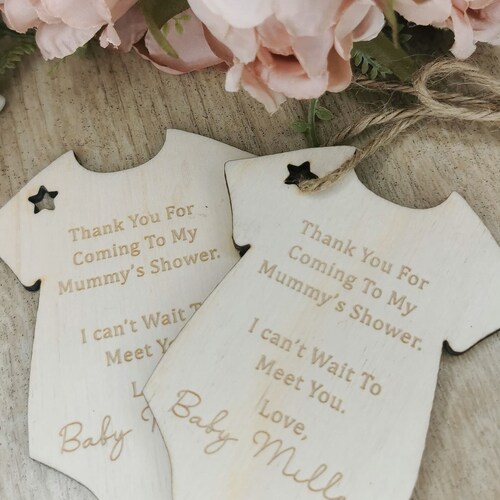 Personalised Wooden Baby Shower Favour Tags / Gift Tags / Bulk Etsy