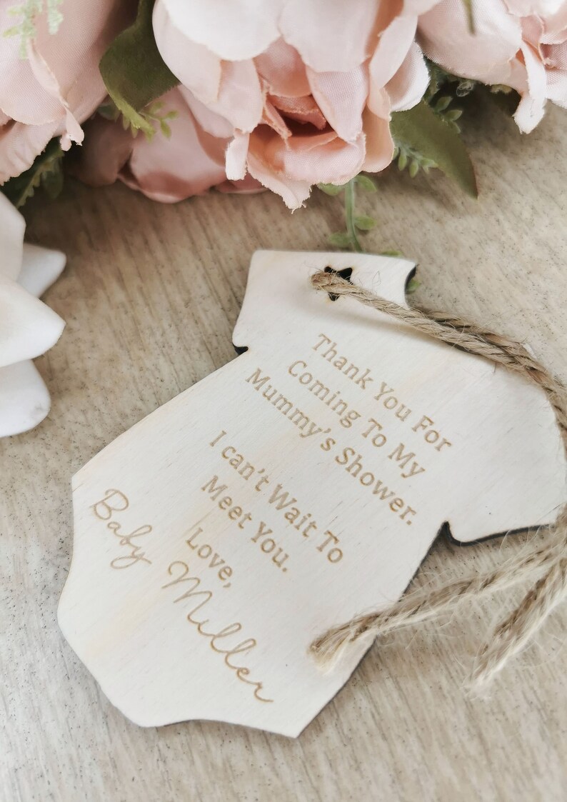 Personalised Wooden Baby Shower Favour Tags / Gift Tags / Bulk Etsy