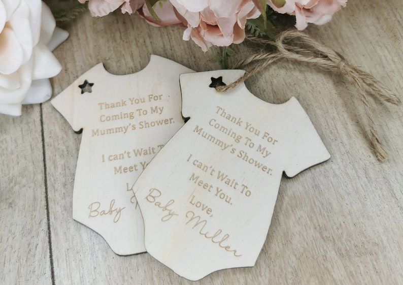 Personalised Wooden Baby Shower Favour Tags / Gift Tags / Bulk Etsy