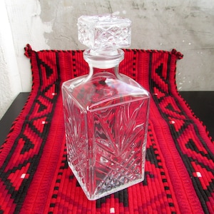 Vintage Glas Likör Dekanter, Glas Alkohol Karaffe #2, Diamant-Muster Glas Aperitif/Digestif/Cordial Dekanter mit Stopper, Küche Dekor