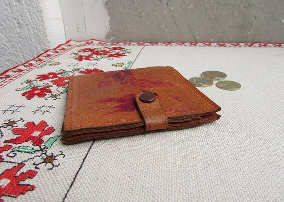 Unique Vintage Brown Genuine Leather Wallet, Vint… - image 10