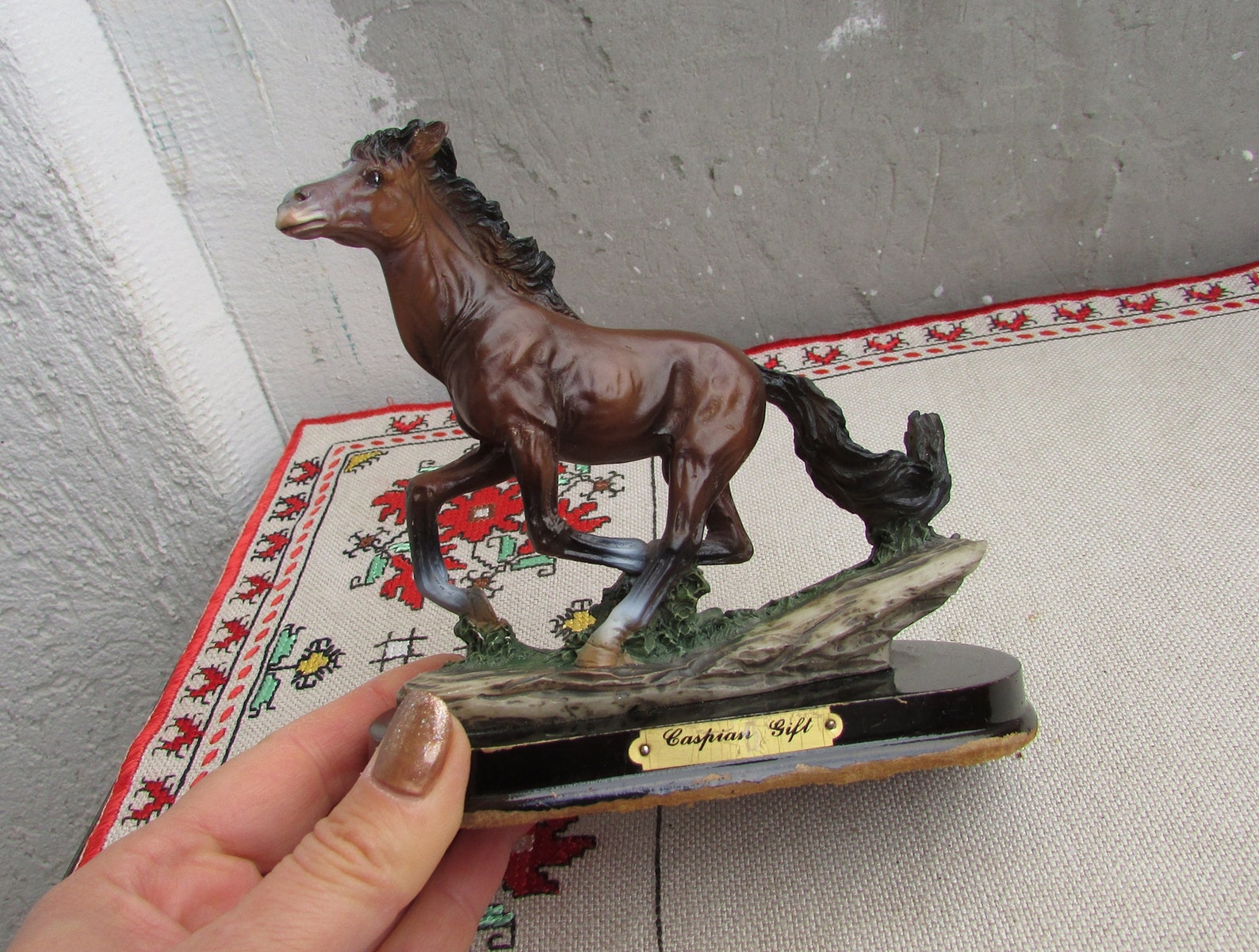 Vintage Horse Figurine Ceramic Horse on Base Handmade Etsy